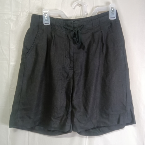 ORVIS Women's Linen Drawstring Waist Shorts Black Pockets High Rise Size Xs (4) - Picture 1 of 6